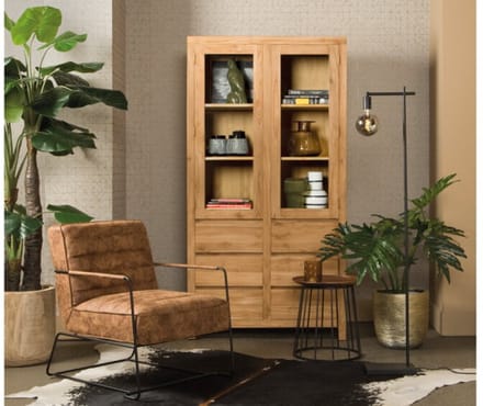 Tower Living Vitrinekast Corona teakhout 190x100 cm