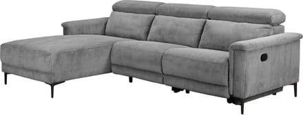 Lund-Hoekbank - 3-zits - Handmatige Relax - Grijs Corduroy
