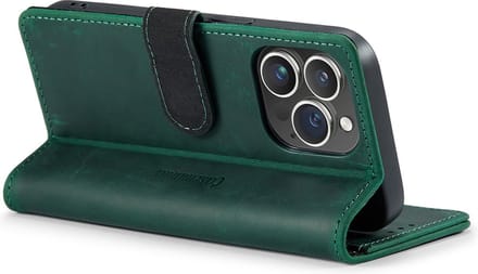 iPhone 14 Pro Bookcase hoesje - CaseMe - Effen Groen - Leer