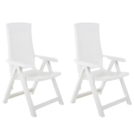 vidaXL - Opklapbare - ligstoelen, - 2 - stuks, - wit - plastic.