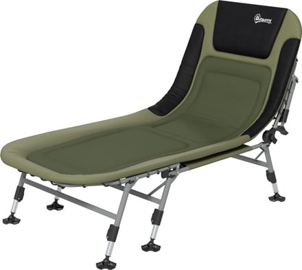 Outsunny Campingbed met Verstelbare Rugleuning - Opvouwbaar Veldbed - Stretcher voor Camping - Groen