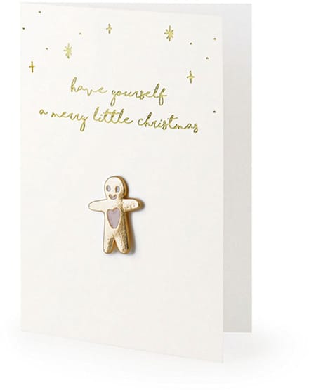 Kerstkaart gouden peperkoek 14,8 cm