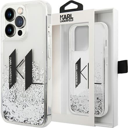 iPhone 14 Pro Backcase hoesje - Karl Lagerfeld - Effen Zilver - Silicone
