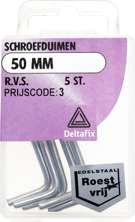 Deltafix schroefduim standaard r.v.s. a2 50 mm 5 st.