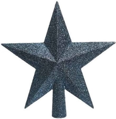 Decoris kerstboom piek - ster vorm - donkerblauw - glitter - 19 cm - kunststof - kerstpiek