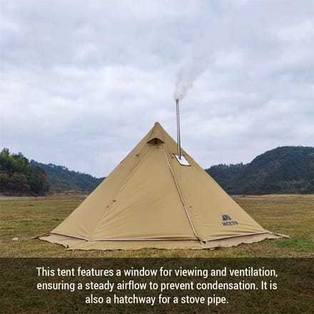 4 6 Personen Tipi Hete Tent met Kachelpijpuitgang Camping Piramide Teepee Tent voor Kamperen Backpacken Wandelen legergroene kleur