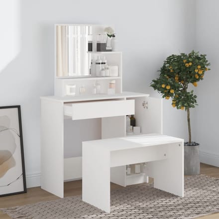 vidaXL - Kaptafel - met - spiegel - 86,5x35x136 - cm - wit