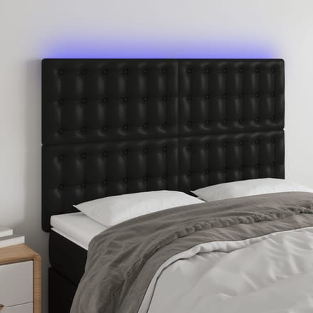vidaXL - Hoofdbord - LED - 144x5x118/128 - cm - kunstleer - zwart