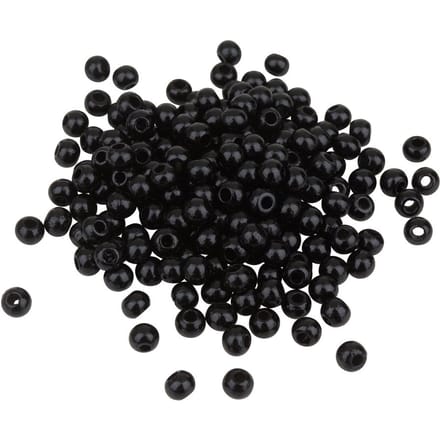 Houten kralen, Ø 4 mm, ca. 165 stuks - Zwart