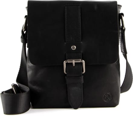 SADDLER Leren Schoudertas George Messenger Bag Black Zwart