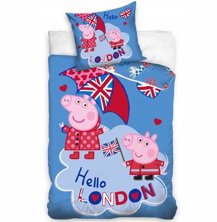 Peppa Pig Londen Dekbedovertrek 140 x 200 cm katoen