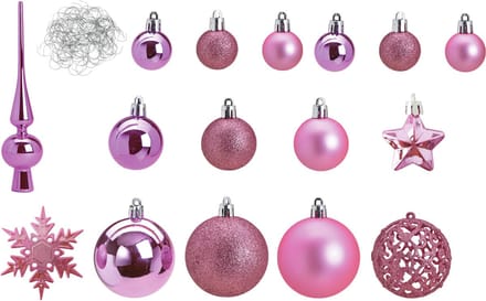Kerstballen set 110x stuks kunststof - roze - met piek - 3-6 cm