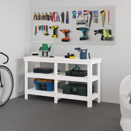 vidaXL - Werkbank - 142,5x50x80 - cm - massief - grenenhout - wit