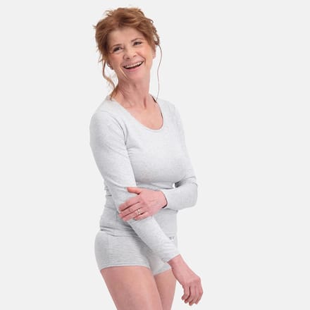 Comfortabel & Zijdezacht Bamboo Basics T-shirts lange mouw Lara (2-pack) - Light Grey Melange - L