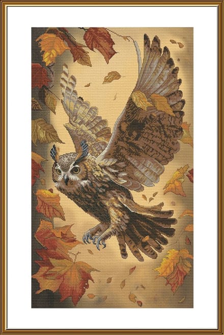 Borduurpakket Nova Sloboda - Autumn Flight - Herfstvlucht - bedrukte achtergrond