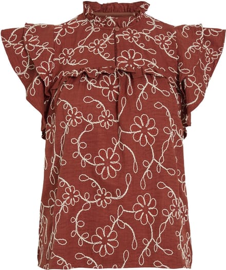 VILA - VIBAILA C/S RUFFLE NECK TOP/KA - Dames - Blouses