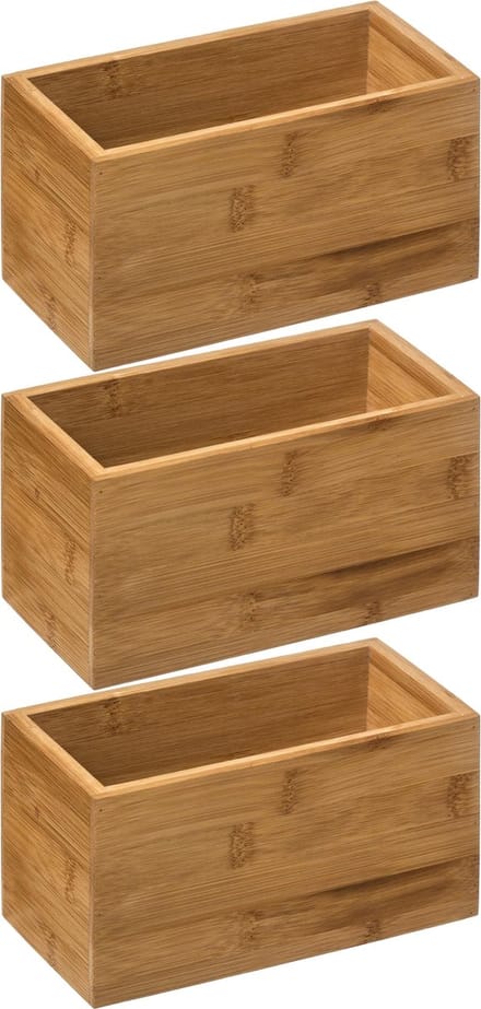 5Five Opberg/sorteer/lade verdelers bakjes - 3x stuks - bamboe hout - 18 x 9 x 9.5 cm
