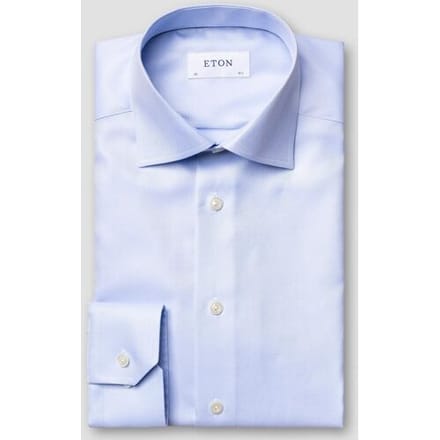 Eton Overhemd Cutaway Collar Rich Structured Textured Twill Licht Blauw / male