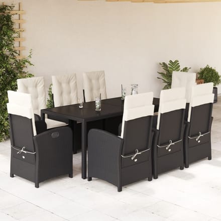 vidaXL - 9-delige - Tuinset - poly - rattan - zwart