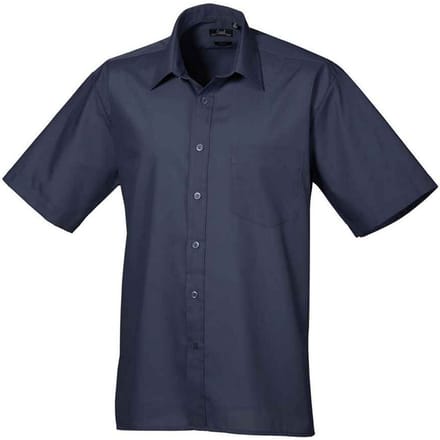 Premier Heren Poplin overhemd met korte mouwen (Marine)