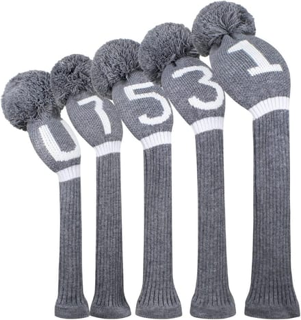 Gebreide Golf Head Covers Set van 5 met Draaibare Nummertags