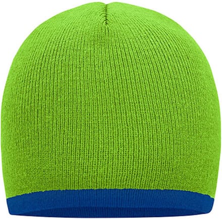 Myrtle Beach 'Contrasting Border Beanie' Limoengroen/Blauw