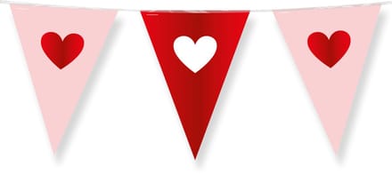 Vlaggenlijn | Thema: Love | Kleur: Rood/ Roze | Lengte: 10 meter
