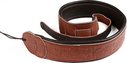 Martin SPA 18A0088 gitaarriem, embossed garment leather, 6,3cm. breed, bruin