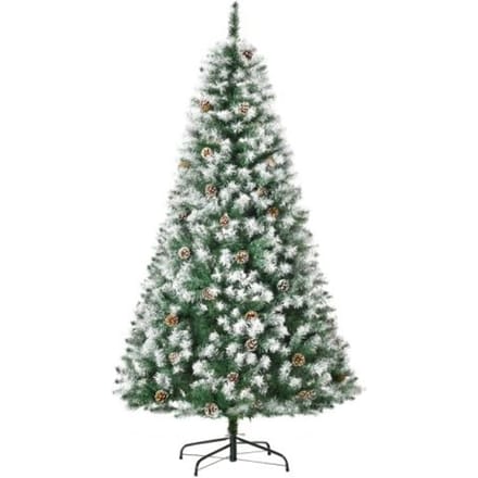 Sapin de Noël artificiel - MUVOE - 180 cm - 800 branches - 61 pommes de pin - pointes enneigées