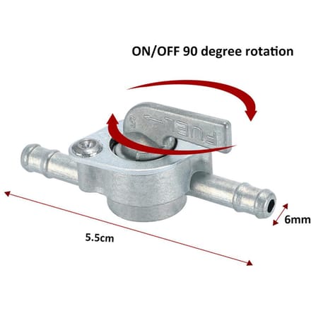 6mm Inline Brandstoftank Kraan Filter Schakelaar voor Crossmotor Quad ATV PIT PRO Buggy gray