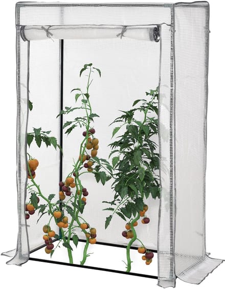 Outsunny Tomatenkas Smal Ontwerp - Foliekas - Tuinkas - Oprolbare Deur - Wit
