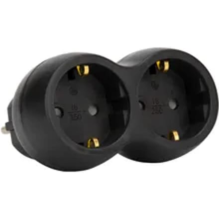 Sencys Schuko Domino Stekkerdoos 2x16a Zwart