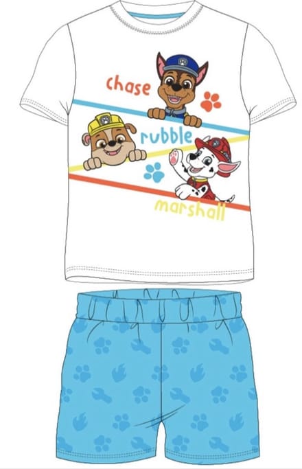 Paw patrol Shortama Katoen Wit-Blauw Maat 128