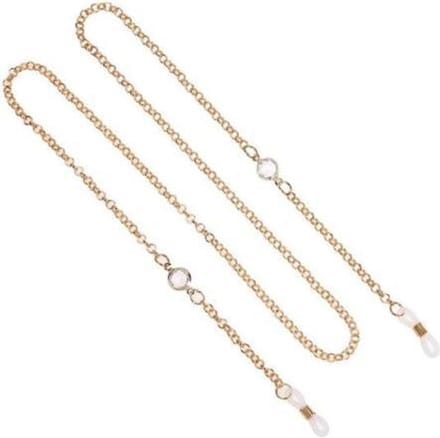 Brilketting – brillenketting – Goud met 2 x Kristal Groot - Feestdagen Accessoire
