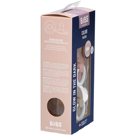 BIBS Colour Glow Fopspeen - 0-6 mnd - 2-pack - Rond - Blush/Vanilla