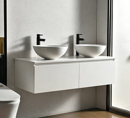 Vestland - Witte badkamermeubel met waskom - 120 cm - Complete badkamerset