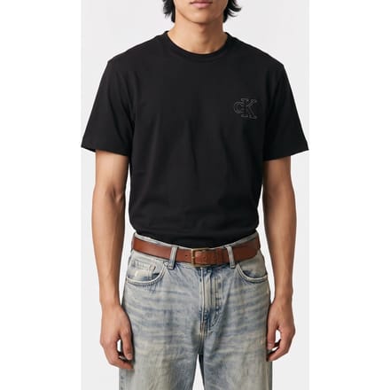 Calvin Klein Ss 30s Jersey Easy Monogram Tee Black Taglia: L | Magliette basic Outlet | Uomo | Nero