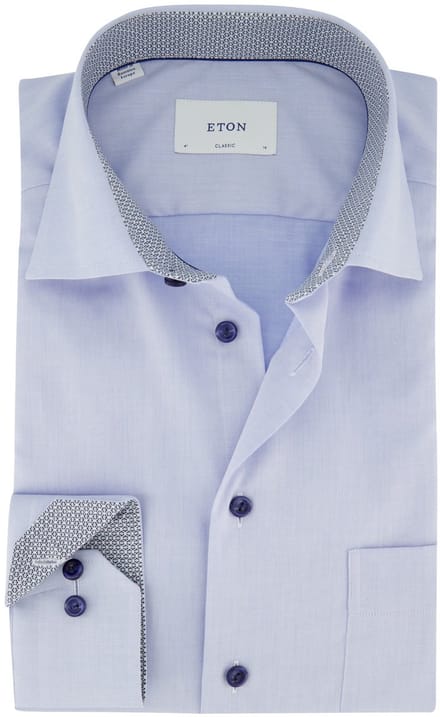 Eton Classic Fit lichtblauw gemêleerd overhemd