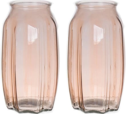 Bellatio Design Bloemenvaas - 2x - taupe/bruin - transparant glas - 12 x 22 cm - vaas
