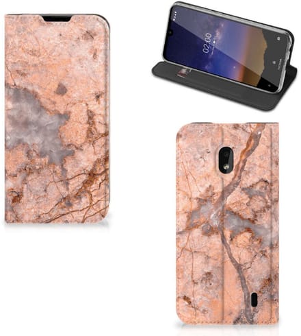 Nokia 2.2 Standcase Marmer Oranje