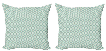 ABAKUHAUS Turquoise Sierkussenhoes Set van 2, Geometrische en Retro, Modern Accent Dubbelzijdige Digitale Print, 40x40, Turquoise en Beige