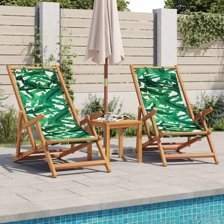 Opvouwbare strandstoel met bladerpatroon Massief eucalyptus houten frame Stoffen zitting