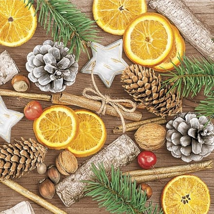 Lunch servetten Winter Decorations with Cinnamon and Nuts - Maki - 33x33 cm