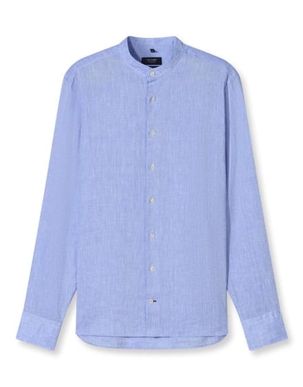 OLYMP Signature Casual Overhemd, Tailored Fit, Opstaande kraag, Bleu