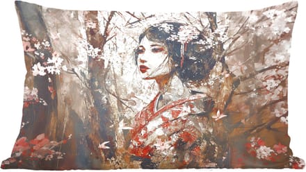 Sierkussens - Kussentjes Woonkamer - 60x40 cm - Kimono - Vrouw - kersenbomen