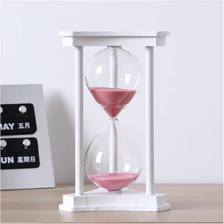 Zandloper Houten Frame - Zandklok Timer - Tijd Meten - Decoratief Design - 11x15 cm - Wit