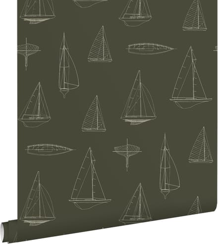 ESTAhome behang boten donkergroen - 50 x 900 cm - 132090