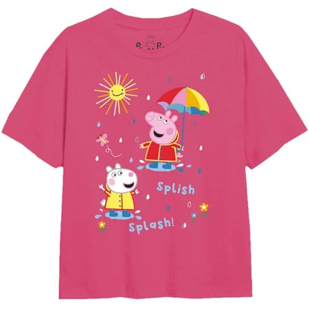 Peppa Pig Meisjes T-shirt regenachtige dag (Fuchsia)