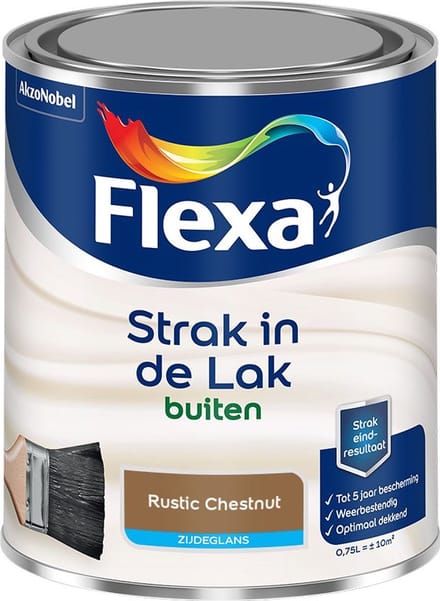Flexa - Strak In De Lak Buitenlak Zijdeglans - Rustic Chestnut - Mengverf - 750 Ml