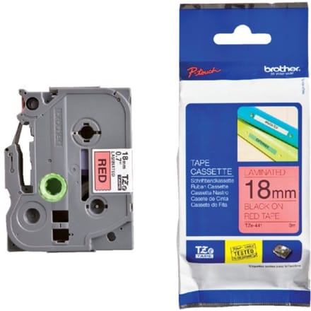 Labeltape Brother P-touch TZe-441 standaard 18mm zwart op rood
